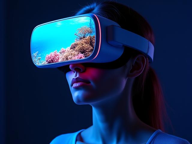 Person experiencing coastal VR tour